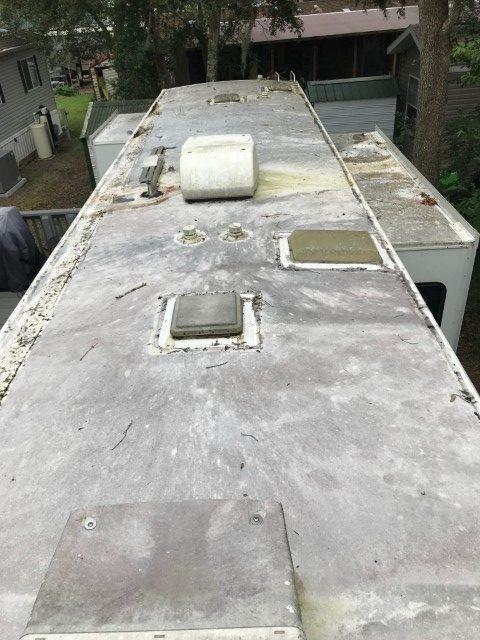 rv neglected roof with water damage tampa florida